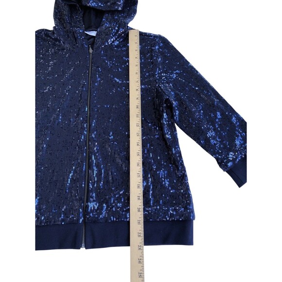 Zenergy Jacket Womens Small Blue Sequin Hooded Party Sparkle Swift Chicos Size 1 - Picture 7 of 10